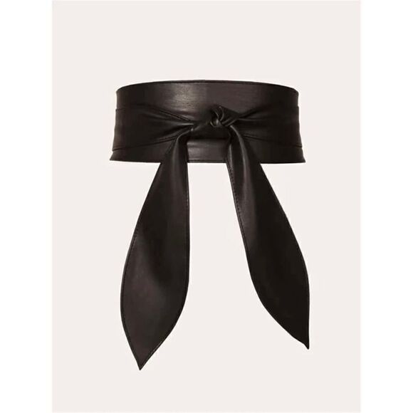 Women's Obi belt wide Vegan Leather corset knotted with bow at the waist - Picture 9 of 16